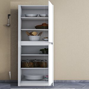Patentli̇ Santra Beyaz Kulpsuz 4 Kapaklı, Çok Amaçlı Dolap, Mutfak, Elbi̇se, Balkon, Ki̇ler, Dosya Dolabı Beyaz