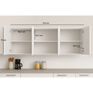 210luk Üst Modül, Mutfak Dolabı, Çok Amaçlı Dolap, Ki̇ler Dolabı 70x210 cm