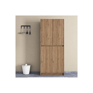 Patentli̇ Santra Meşe Kulpsuz 4 Kapaklı, Çok Amaçlı Dolap, Mutfak, Elbi̇se, Balkon, Ki̇ler, Dosya Dolabı Meşe