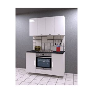 140lk Bendi̇r-Beyaz Üst Dolaplı Ankastre Dolabı, Mutfak Dolabı, Çok Amaçlı Dolap Siyah - Beyaz