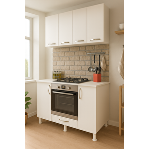 140lık Beyaz Üst Dolaplı Ankastre Dolabı, Mutfak Dolabı, Çok Amaçlı Dolap Beyaz