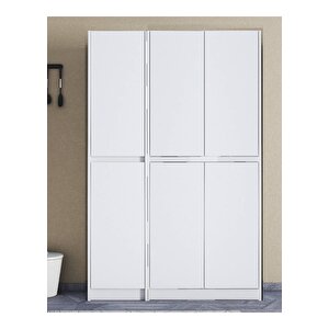 Ultra Beyaz Çok Amaçlı 6 Kapaklı Mutfak Dolabı, Ayakkabılık, Banyo Dolabı, Ki̇ler Dolabı Patentli̇ Beyaz