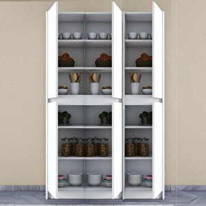 Ultra Beyaz Çok Amaçlı 6 Kapaklı Mutfak Dolabı, Ayakkabılık, Banyo Dolabı, Ki̇ler Dolabı Patentli̇ Beyaz