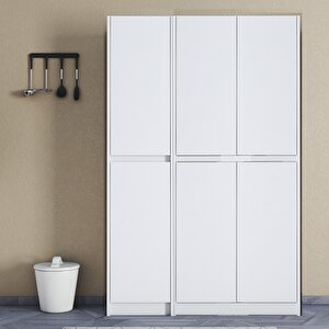 Ultra Beyaz Çok Amaçlı 6 Kapaklı Mutfak Dolabı, Ayakkabılık, Banyo Dolabı, Ki̇ler Dolabı Patentli̇