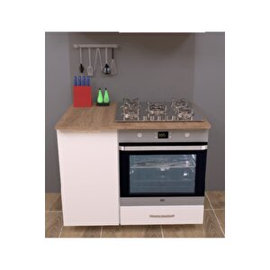 Herkül 100 Cmlik Meşe-Beyaz Ankastre Ocak Fırın Dolabı, Kahve Köşesi̇