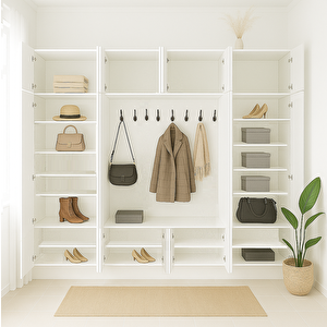 Ezel Portmanto Kapaklı, Raflı, Askılı Vestiyer