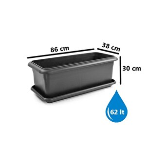 So-v692 Tabaklı Villa Bahçe Saksı Takımı 62 Litre No 2 Antrasit