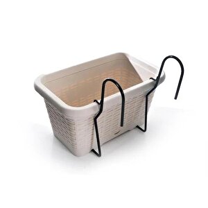 So-hb01a Askılı Hasır Desen Balkon Saksı 6.5 Litre No 1 Kirli Beyaz