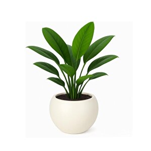 So-kurs1 Dekoratif Modern Yuvarlak Küre Saksı 7.5 Litre No 1 Beyaz