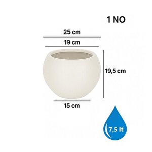 So-kurs1 Dekoratif Modern Yuvarlak Küre Saksı 7.5 Litre No 1 Beyaz