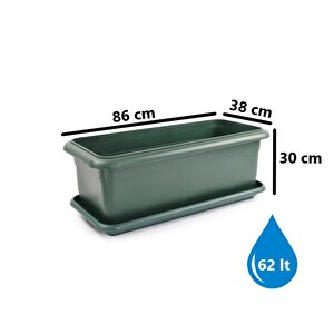 So-v692 Tabaklı Villa Bahçe Saksı Takımı 62 Litre No 2 Yeşil