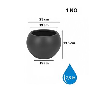 So-kurs1 Dekoratif Modern Yuvarlak Küre Saksı 7.5 Litre No 1 Antrasit