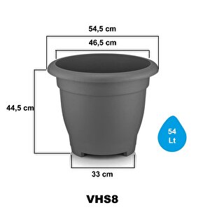 So-vhs8 Dekoratif Vaha Saksı İç Ve Dış Mekan 54 Litre No 8 Antrasit