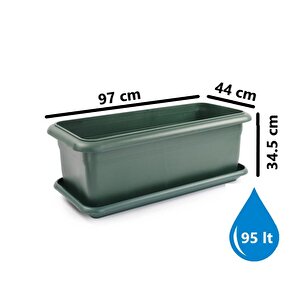 So-v693 Tabaklı Villa Bahçe Saksı Takımı 95 Litre No 3 Yeşil