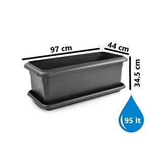 So-v693 Tabaklı Villa Bahçe Saksı Takımı 95 Litre No 3 Antrasit