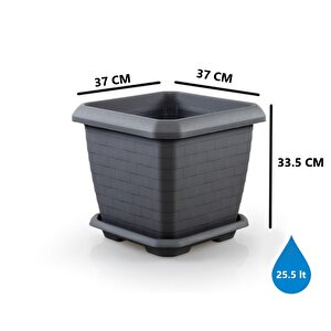 So-hk03 Hisar Kare Tabaklı Saksı 25.5 Litre No 3 Antrasit