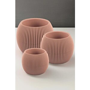 Krs Mercan Dekoratif Sukulent Kaktüs Plastik Saksı Takımı 5'li Set Soft Pembe