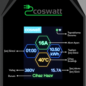 Cks Enerji Elektrikli Araba Taşınabilir Şarj Cihazı 11 Kw 16A Tip-2 5X16A 8 Metre Kablo (Türkçe Menü) YERLİ ÜRETİM