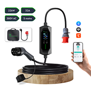 22 Kw Taşınabilir Hızlı Araç Şarj İstasyonu Çanta ve Dönüştürücü Hediyeli (YERLİ ÜRETİM)
