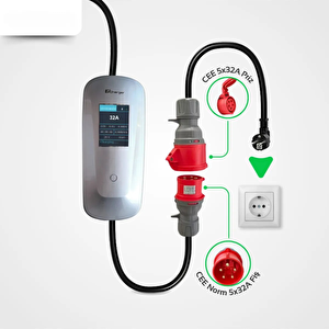 22 Kw Taşınabilir Hızlı Araç Şarj İstasyonu Çanta Ve Dönüştürücü Hediyeli
