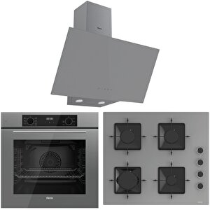 Flowart Qbl63cpr - Ss208 - D079 7 Prog. Dijital Turbo Ankastre Set - Gri