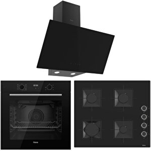 Flowart Qbl63cs-ss205-d077 7 Prog. Dijital Turbo Ankastre Set - Siyah