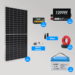 Mini Bağ Evi ve Karavan Solar Güneş Enerji Sistemi 1200W Depolama