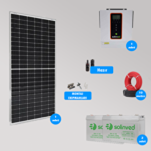Mini Bağ Evi Ve Karavan Solar Güneş Enerji Sistemi 2500w Depolama 1kw Akıllı İnverter