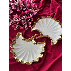 Ginkgo Yaprak Sunum Tabak 2'li̇ 23*25cm