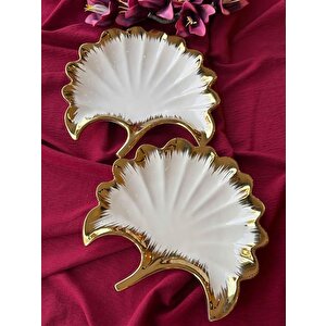 Ginkgo Yaprak Sunum Tabak 2'li̇ 23*25cm