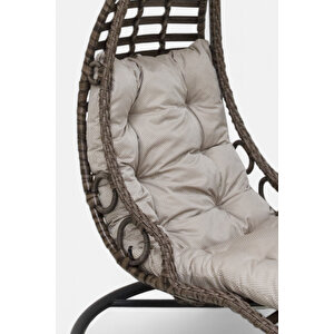 Rest Salıncak - Kahverengi Rattan Tekli - Uzanılabilir Rattan Bahçe Ve Balkon Salıncağı - Özel Teslimat