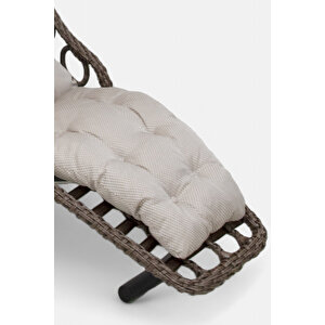 Rest Salıncak - Kahverengi Rattan Tekli - Uzanılabilir Rattan Bahçe Ve Balkon Salıncağı - Özel Teslimat