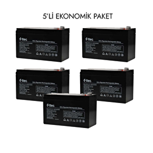 Ttec 12v 7ah Kuru Tip Bakımsız Akü 5 Adet Ekonomik Paket