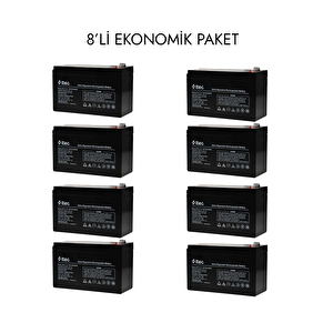 Ttec 12v 7ah Kuru Tip Bakımsız Akü 8 Adet Ekonomik Paket