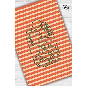Homshtag Kampçı,çizgili Minimalist Halı,çadır Halısı,kamp Halısı,pamuklu Dokuma Tabanlı Yıkanabilir Dekoratif Halı