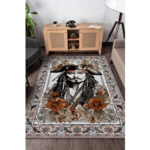 Jack Sparrow Çok Renkli Film Sever Halısı Karayip Korsanları Film Halısı Hediyelik Halı 80x120 cm