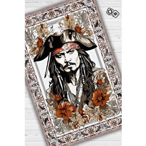 Jack Sparrow Çok Renkli Film Sever Halısı Karayip Korsanları Film Halısı Hediyelik Halı 80x120 cm