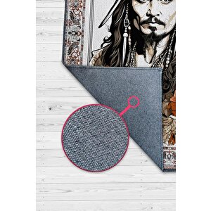 Jack Sparrow Çok Renkli Film Sever Halısı Karayip Korsanları Film Halısı Hediyelik Halı 80x120 cm