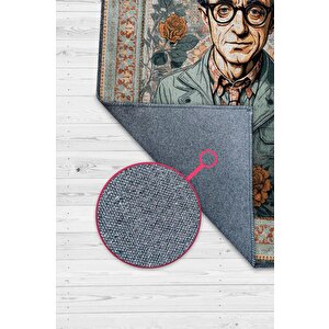 Homshtag Woody Allen ,modern Çiçek Desenli Art Deco Vintage Halı,çok Renkli Maksimalist Halı