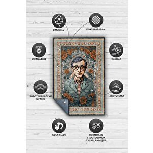 Homshtag Woody Allen ,modern Çiçek Desenli Art Deco Vintage Halı,çok Renkli Maksimalist Halı