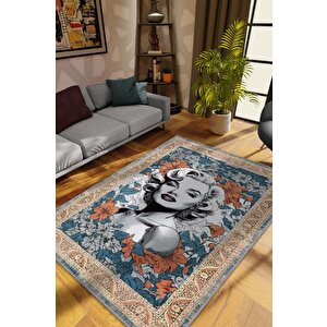Homshtag Marilyn Monroe,modern Çiçek Desenli Art Deco Vintage Halı,çok Renkli Maksimalist Halı