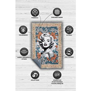 Homshtag Marilyn Monroe,modern Çiçek Desenli Art Deco Vintage Halı,çok Renkli Maksimalist Halı