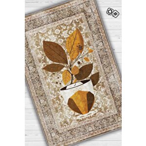 Homshtag Vintage Kahve,pastel Renkli Vintage Oturma Odası,pamuklu Dokuma Tabanlı Yıkanabilir Kahvesever Halısı