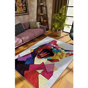 Kübist Kedi,renkli Prizma Desenli Salon Halısı,pamuklu Dokuma Tabanlı Kedi Sever Halısı 100x150 cm