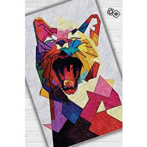 Kübist Kedi,renkli Prizma Desenli Salon Halısı,pamuklu Dokuma Tabanlı Kedi Sever Halısı 100x150 cm