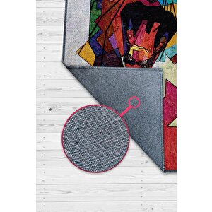 Kübist Kedi,renkli Prizma Desenli Salon Halısı,pamuklu Dokuma Tabanlı Kedi Sever Halısı 100x150 cm