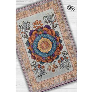 Homshtag Mandala Halısı,meditasyon Temalı Renkli Halı,madala Desenli Çiçekli Vintage Halı,yoga Halısı,sipiritüel Halı
