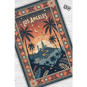 Homshtag Şehirlerde Los Angeles Temalı Dijital Baskılı Yıkanabilir Pamuk Tabanlı Halı
