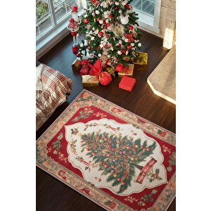Yeni Yıl Temalı Halı Çok Renkli Yeni Yıl Parti Halısı Yılbaşı Temalı Hediyelik Halı 100x150 cm