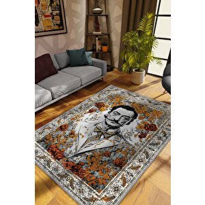 Homshtag Salvador Dali ,modern Çiçek Desenli Art Deco Vintage Halı,çok Renkli Maksimalist Halı